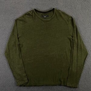 Rag and Bone Linen Sweater Shirt Mens XL Distressed Knit Green Lightweight Crew